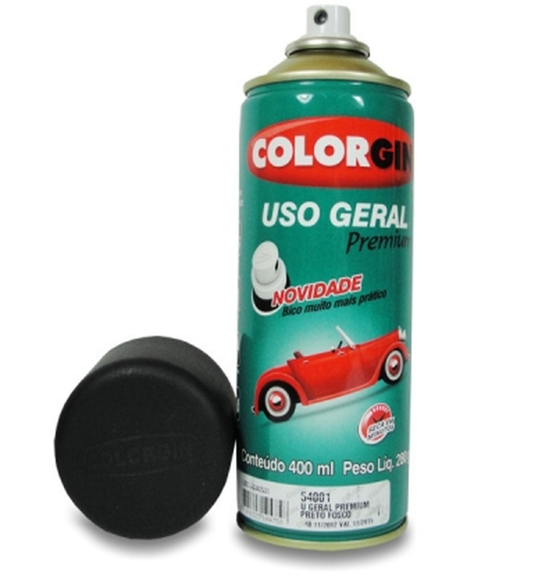 Tinta Spray 400 ML Preto Fosco Colorgin